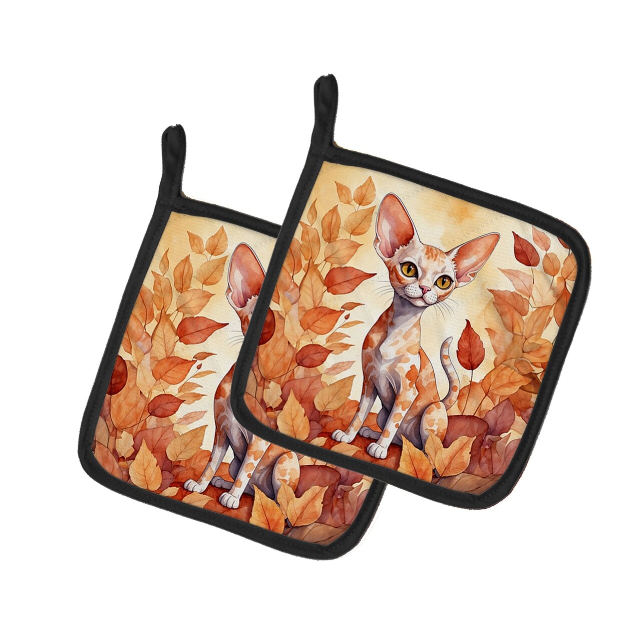 Edge Collections - Multicolor - Autumn Cats Kitchen Accessories Pot Holders Pair - 2 Piece